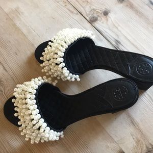 Tory Burch sexy pearl slides 6.5
